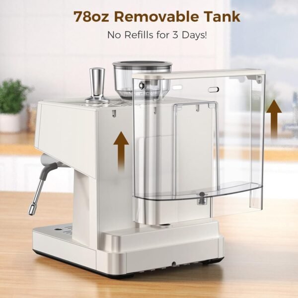 20 Bar Espresso Machine with Built-in Anti-Clog Coffee Grinder, Expresso Coffee Machines with Milk Steam Wand/Frother/Tamping Tools,Espresso Maker with Grinder for Lattes-White 20 Bar Espresso Machine with Built-in Anti-Clog Coffee Grinder, Expresso Coffee Machines with Milk Steam Wand/Frother/Tamping Tools,Espresso Maker with Grinder for Lattes-White