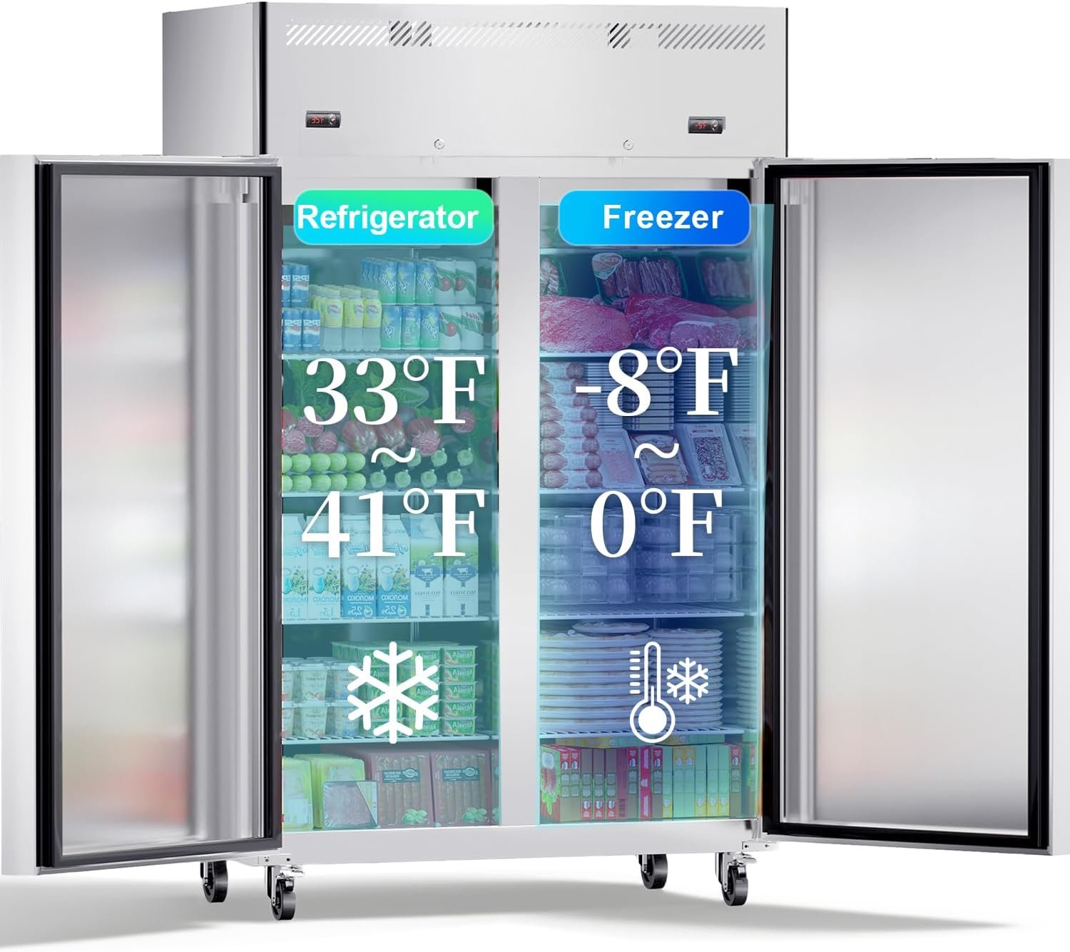 48 inch Commercial Refrigerator and Freezer Combo