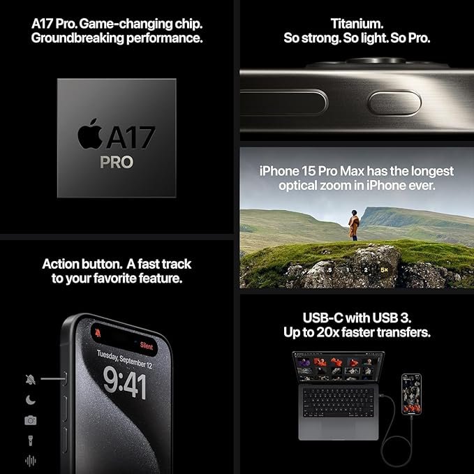 iPhone 15 Pro Max Black Titanium Flagship Performance