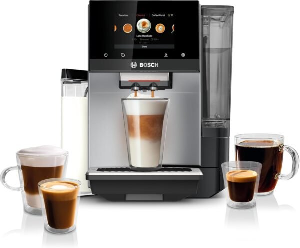 Bosch 800 Series Fully Automatic Espresso and Coffee Machine – 36 Drinks with Coffee World, Cold Brew, Double Cup, Integrated Milk Container, Smart Features, in Stainless Steel TQU60703