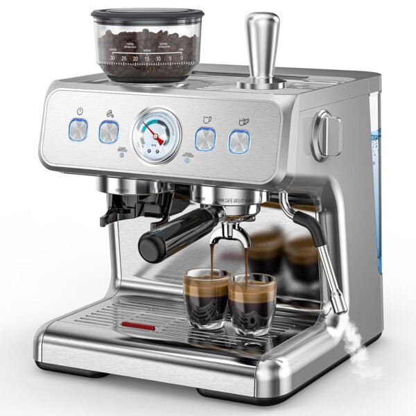 COWSAR (2025 Upgrade 15 Bar Espresso Machine with Grinder  Milk Frother Steam Wand, Tamping Tools,58mm Commercial Espresso Maker for Home,Coffee Maker with Grinder Perfect for latte,Cappuccino