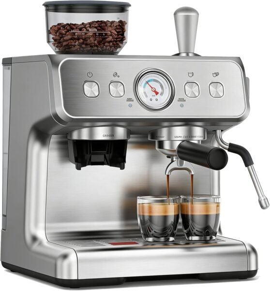COWSAR Dual Boiler Espresso Machine with Grinder, Commercial Expresso Coffee Machines,Use Milk Frother and Brew Coffee Machine Simultaneously, Coffee Maker Cappuccino Latte, 95oz Water Tank
