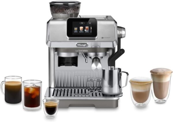 DeLonghi La Specialista Touch Espresso Machine with Grinder  Milk Frother – Cold Brew  Iced Coffee Maker, Burr Grinder, 10 Drink Presets, Compact Bean to Cup, Award-Winning Italian Design
