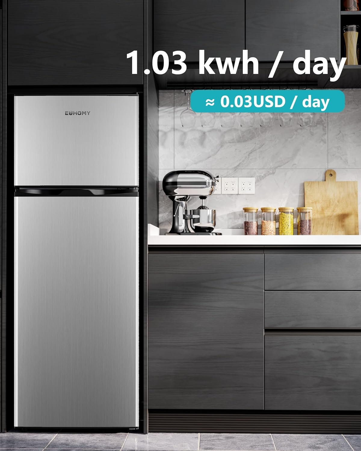 EUHOMY 7.4 Silver Refrigerator
