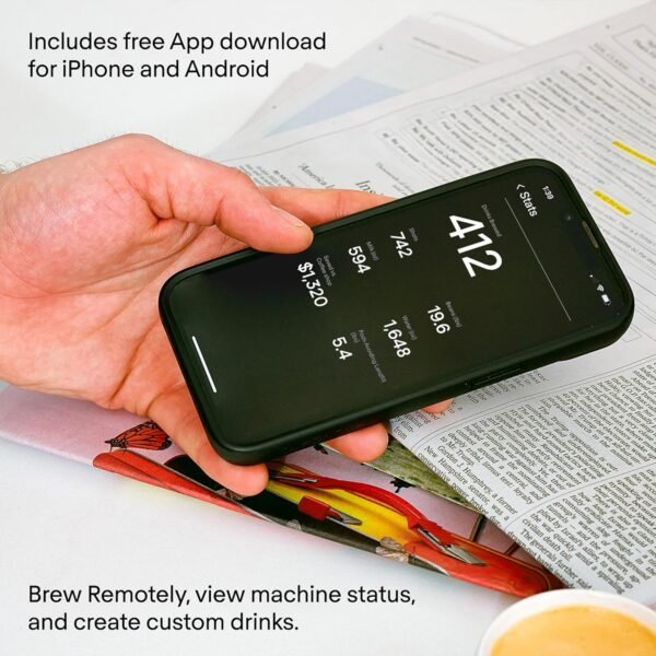 Terra Kaffe Super Automatic Espresso Machine - App-Enabled Coffee Machine - Auto Wake  Sleep - All Milk Types - Roaster-Approved Espresso Settings - Cappuccino Machines for Home - Black TK-02