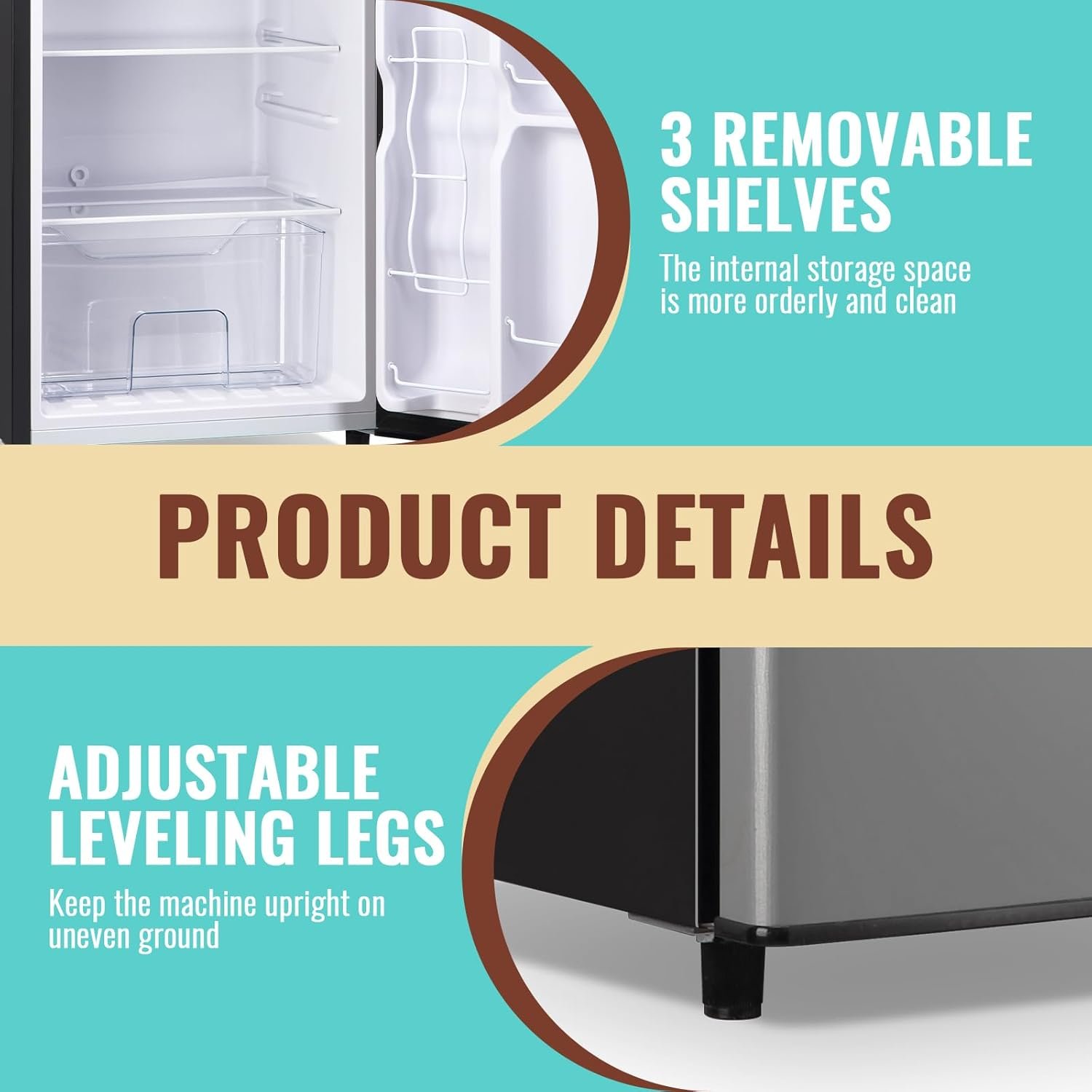 WANAI 5.0 cu ft Double-Door Mini Refrigerator